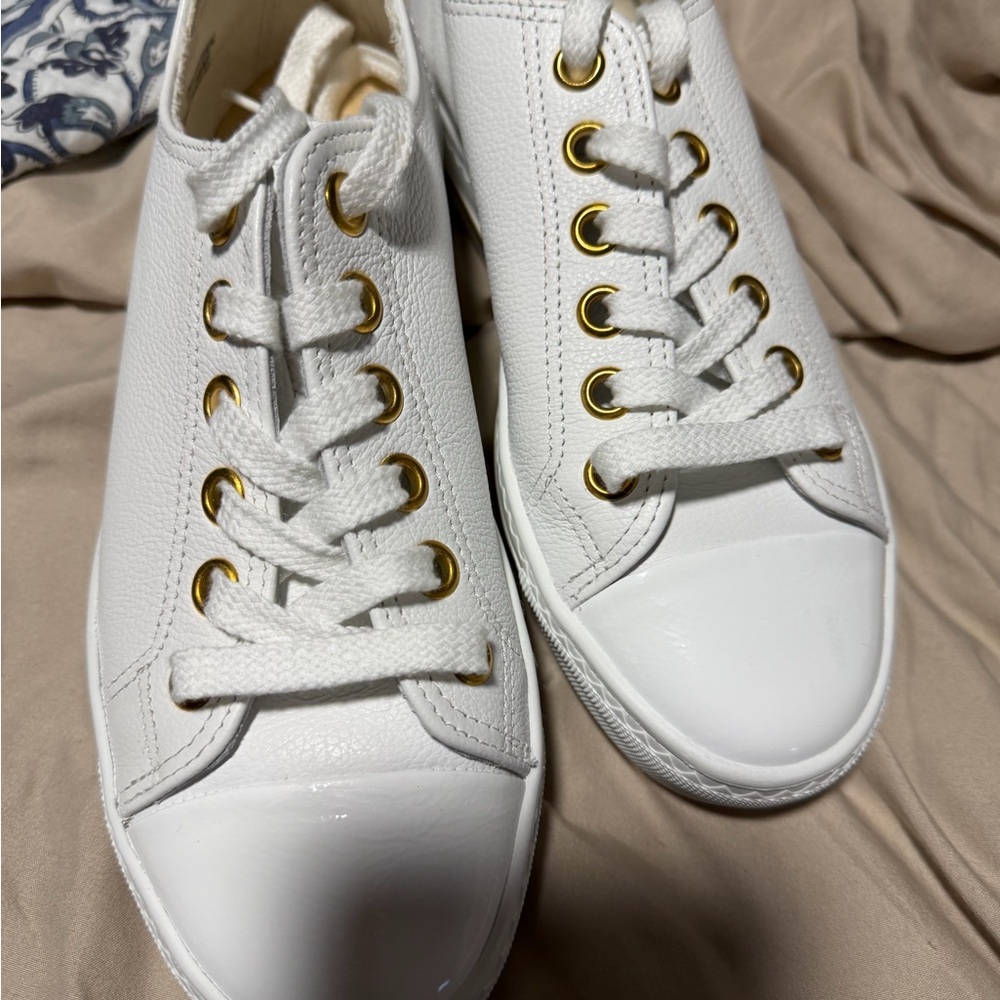 Paul Green White Sneakers with Gold Eyelets